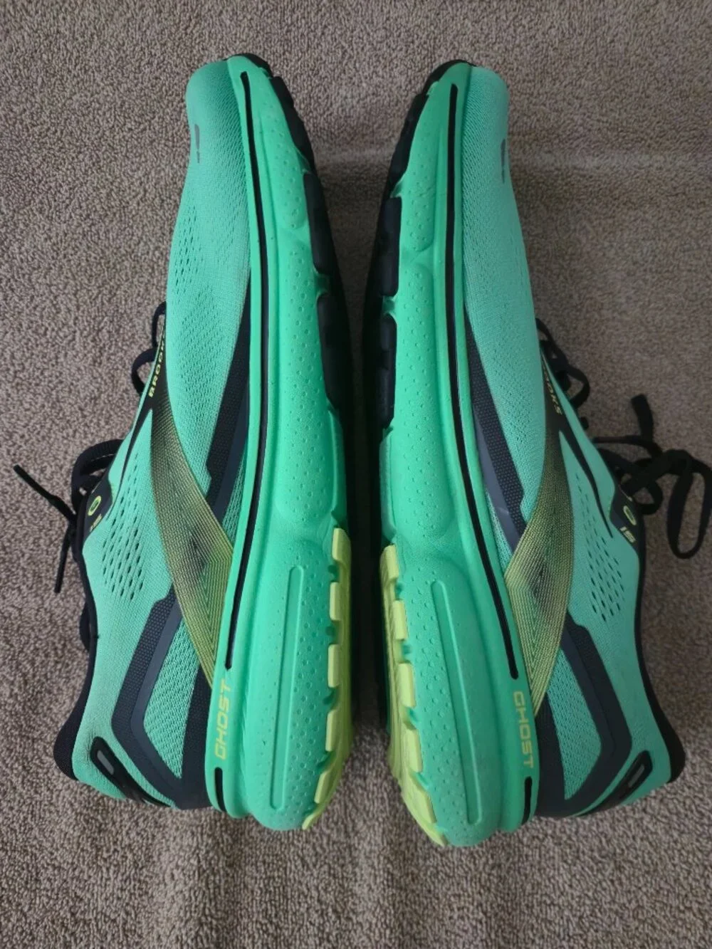 Brooks Ghost 15 Running Shoes Sharp Green Black Neon Men's 14 D 1103931D360